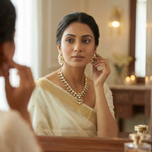 Moissanite Round Neck Kundan Necklace Set 20006-87
