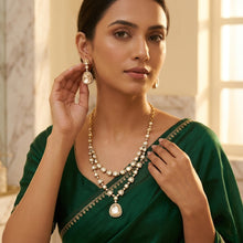 Moissanite Round Neck Kundan Necklace Set 20007-87