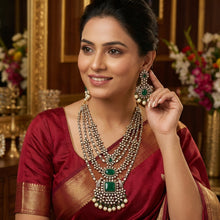Antique Gold Plated Long Neck Kundan Necklace Set 18130-95