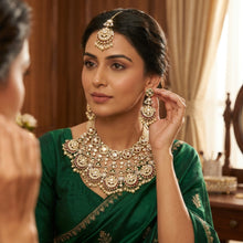 Round Neck Bridal Kundan Necklace Set 19716-34