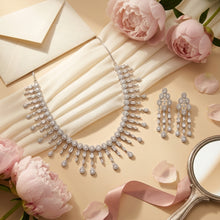 Round Neck Zircon/AD Necklace Set 19351-69
