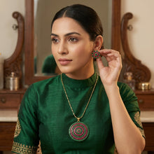 Ruby Green Jadau Pendant Set