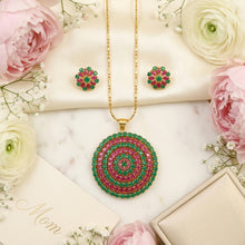 Ruby Green Jadau Pendant Set