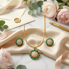 Green Jadau Pendant Set  8001-1792