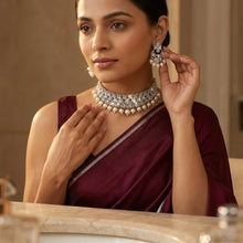 Stylish Silver Finish Zircon/AD Choker Set 16620-3767