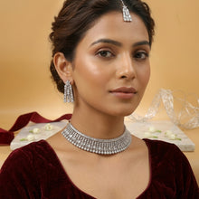 Silver Zircon/AD Choker  Set 16912-4060