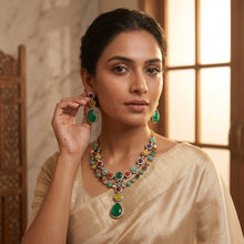 Sabya Inspired Multi Color Round Neck Kundan Necklace Set 20099-95
