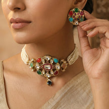 Sabya Inspired Multi Color Choker Kundan Necklace Set 20097-95