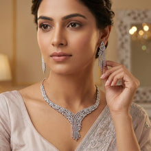 Round Neck Zircon/AD Necklace Set 20221-08