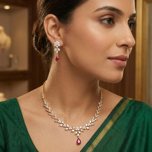Round Neck Zircon/AD Necklace Set 20209-08