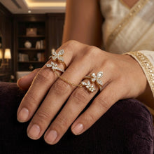 Zircon/AD Double Finger Ring 20207-08