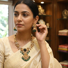 Antique Gold Plated Round Neck Temple Necklace Set 10058-28