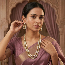 2 Line Round Neck Kundan Necklace Set 13039-34
