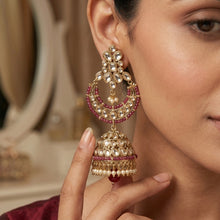 Ruby Color Mehandi Polish Antique Jhumki 7660-1267