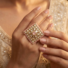 Antique Finish Cocktail Adjustable Pink Ring 13264-0159