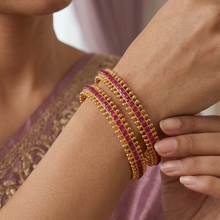 Gold Plated Ruby Bangles/Kada 10578-6251