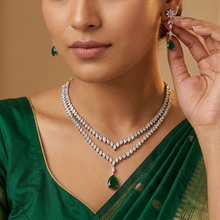 Round Neck Zircon/AD Necklace Set 19535-08