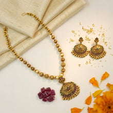 Ruby Green Gold Look Pendant Set
