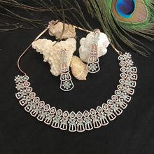 Mint Green Zircon/AD Necklace Set - Dazzles Jewellery