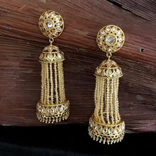 Gold Polish Long Jhumki - Dazzles Jewellery