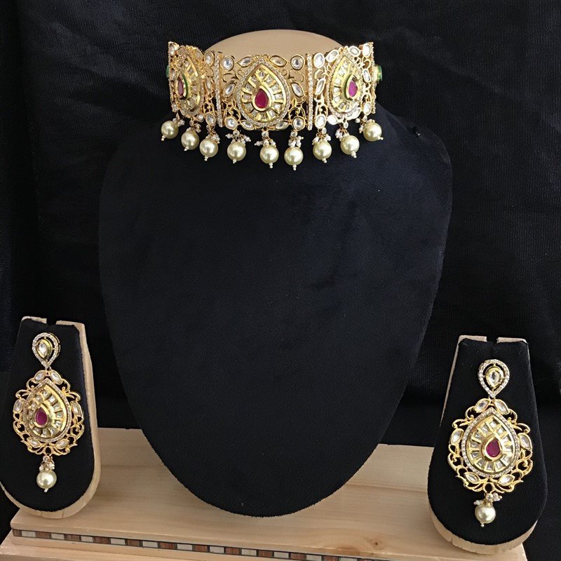 Ruby Kundan Choker Set - Dazzles Jewellery