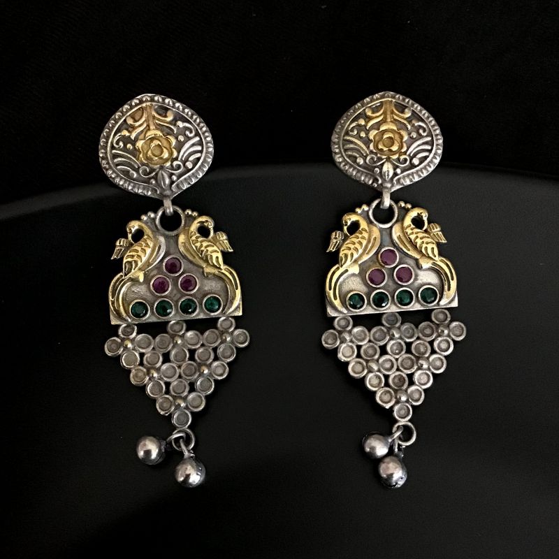 Ruby Green Oxidized Earring 1039-4043 - Dazzles Jewellery