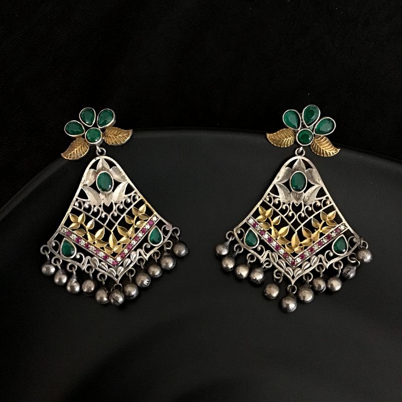Green Oxidized Earring 1047-5112 - Dazzles Jewellery
