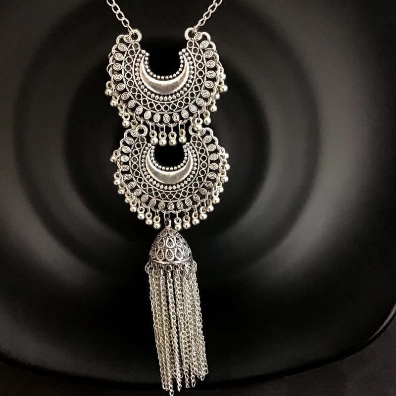Black Oxidized Pendant Set 10645-6330 - Dazzles Jewellery