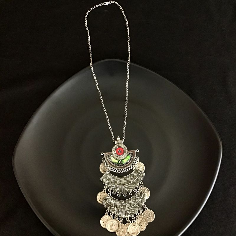 Red Green Oxidized Pendant Set 10649-6334 - Dazzles Jewellery