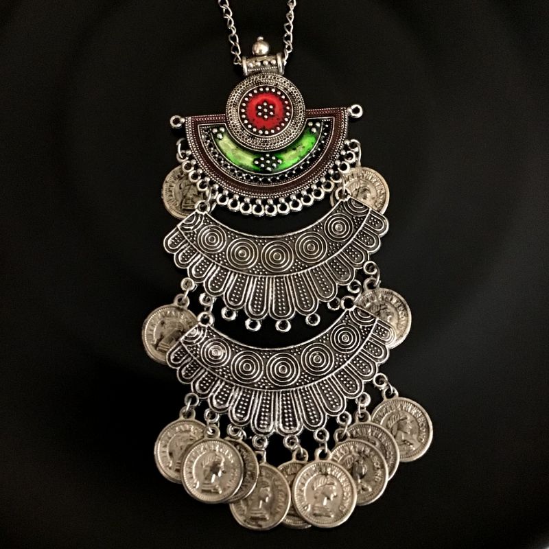 Red Green Oxidized Pendant Set 10649-6334 - Dazzles Jewellery