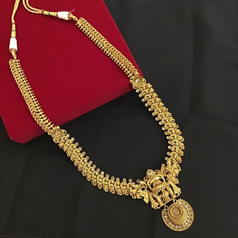 Gold  Look Long Necklace Set - Dazzles Jewellery