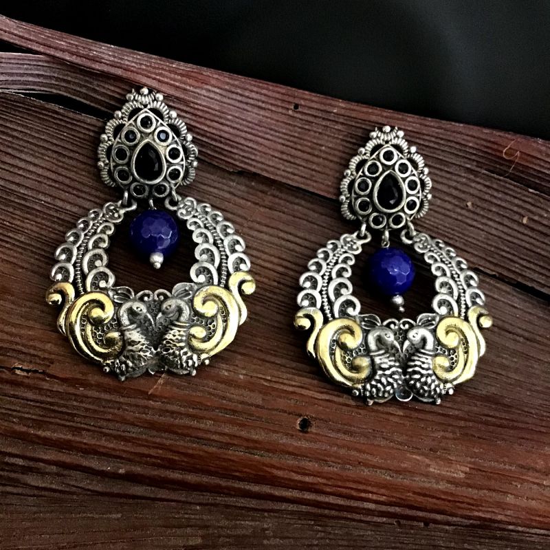 Blue Oxidized Earring 1098-4102 - Dazzles Jewellery