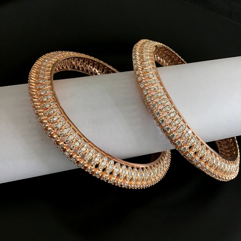 Rose Gold Bangles/Kada 11122-7063 - Dazzles Jewellery