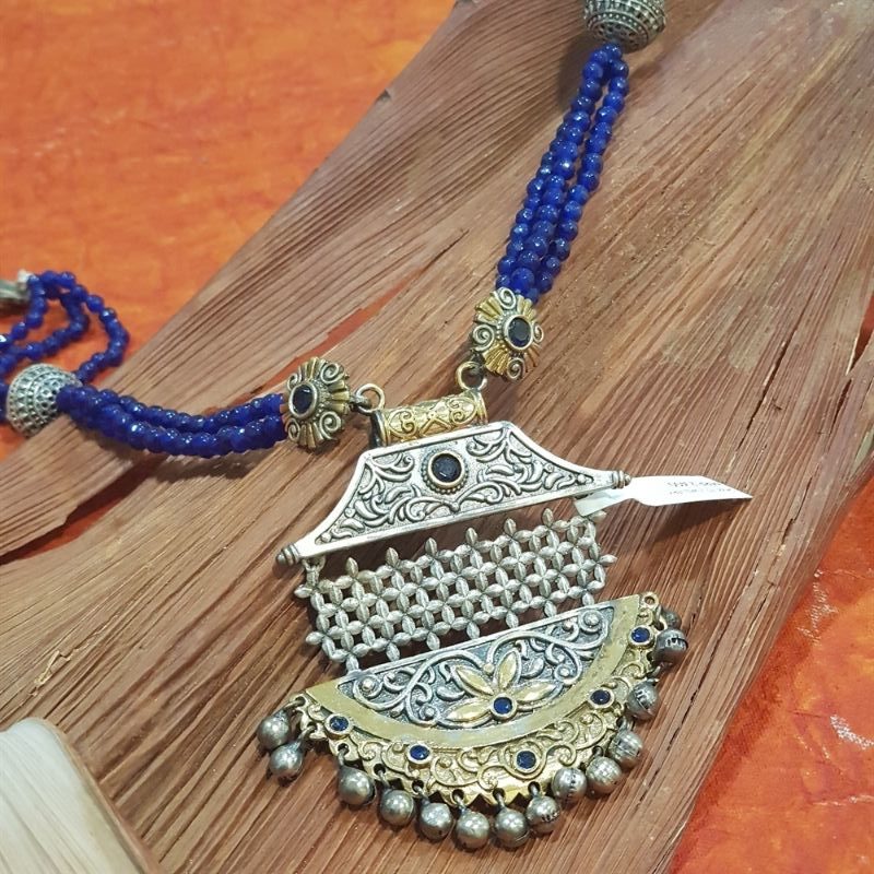 Blue Oxidized Pendant Set 1120-5185 - Dazzles Jewellery