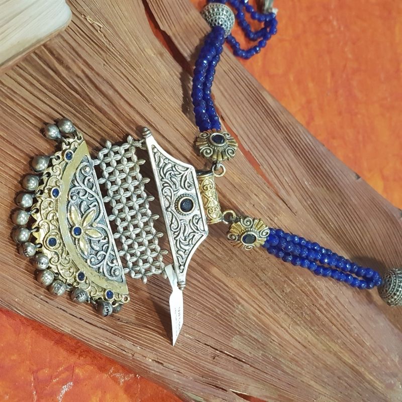 Blue Oxidized Pendant Set 1120-5185 - Dazzles Jewellery