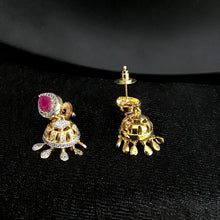 Elegant Diamond Jhumki In Gold Finish In Gold Finish With Ruby Stone