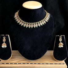 Green Gold Look Necklace Set 11463-7518 - Dazzles Jewellery
