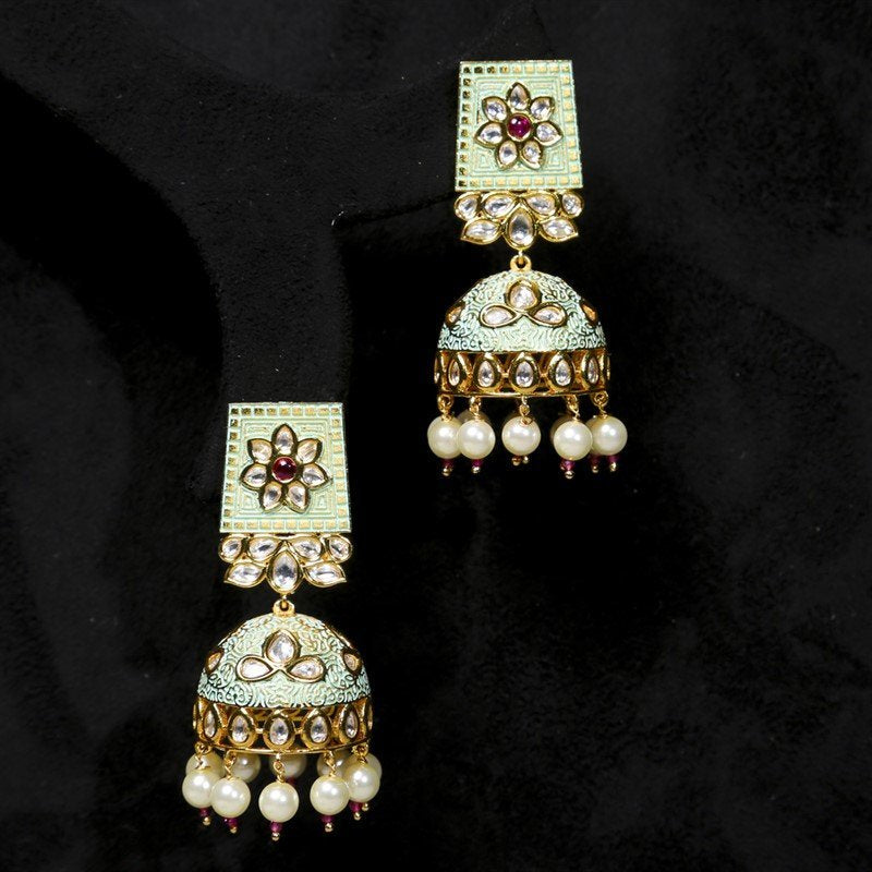 Meenakari Kundan Jhumki Earring 1149-5214 - Dazzles Jewellery