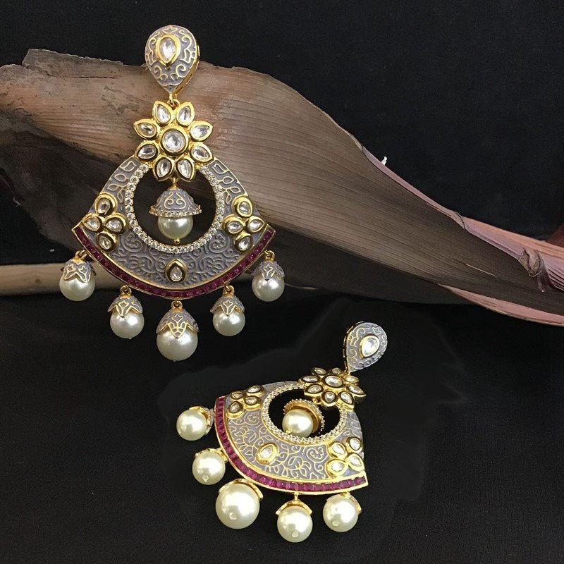Gray Kundan Earring - Dazzles Jewellery