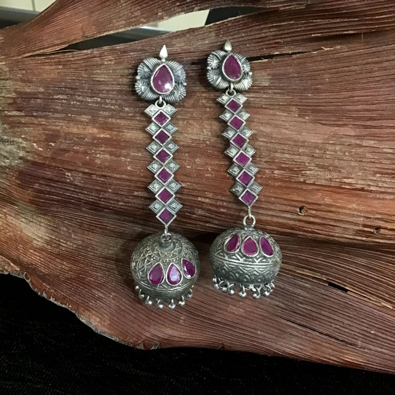 Ruby Oxidized Earring 11796-7979 - Dazzles Jewellery