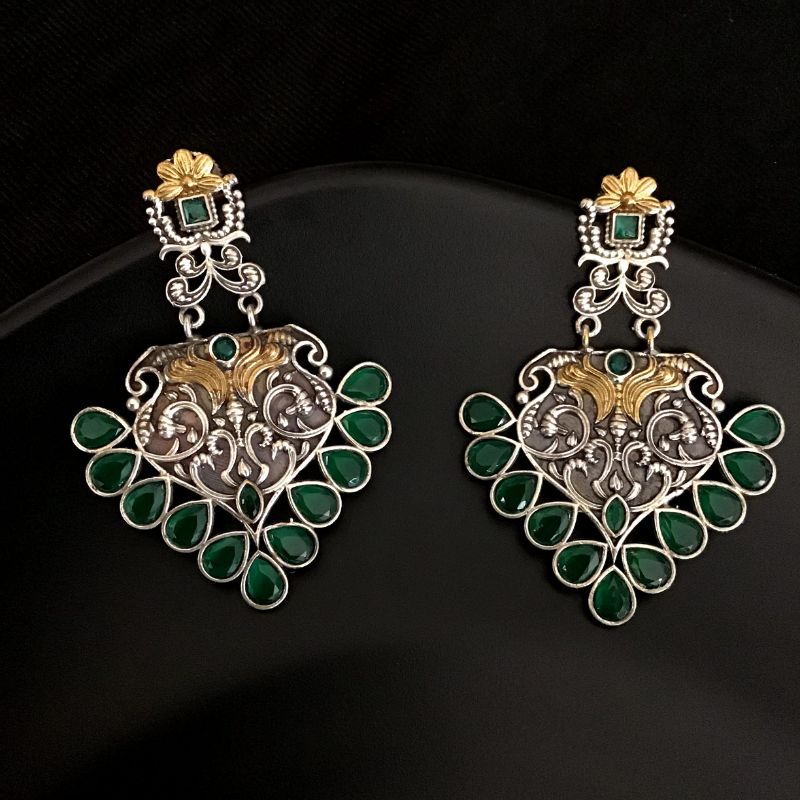 Green Oxidized Earring 11823-8018 - Dazzles Jewellery