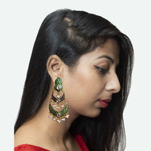 Green Black Meenakari  Kundan Earring 11982-8221 - Dazzles Jewellery