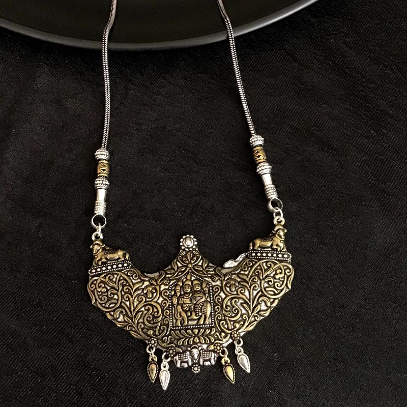 Gold Oxidized Pendant Set 12020-8265 - Dazzles Jewellery