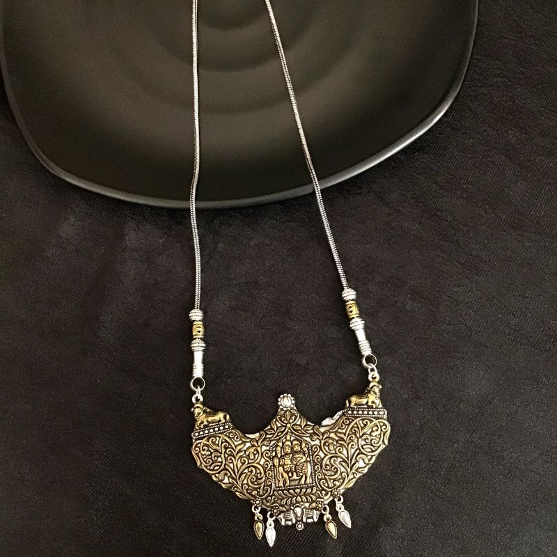 Gold Oxidized Pendant Set 12020-8265 - Dazzles Jewellery