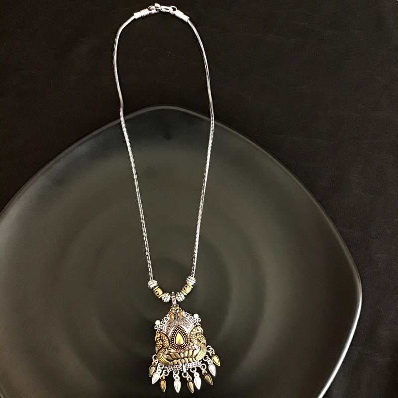 Gold Oxidized Pendant Set 12023-8268 - Dazzles Jewellery
