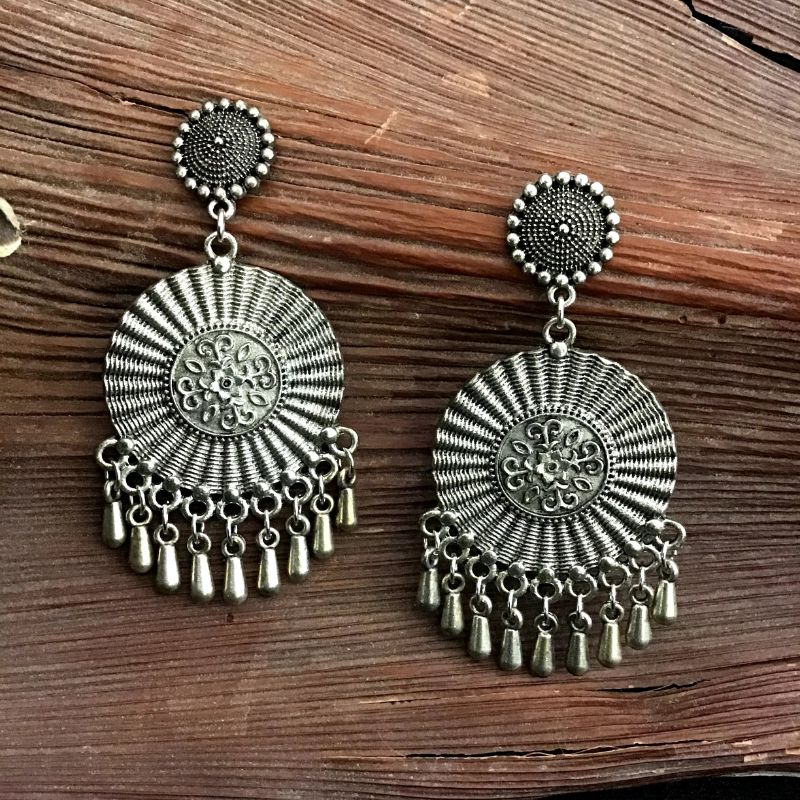 Silver Oxidized Earring 12043-8288 - Dazzles Jewellery