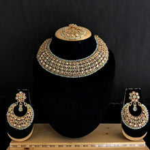 Mint Green Gold Look Necklace Set 12677-9203 - Dazzles Jewellery