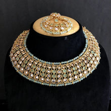Mint Green Gold Look Necklace Set 12677-9203 - Dazzles Jewellery
