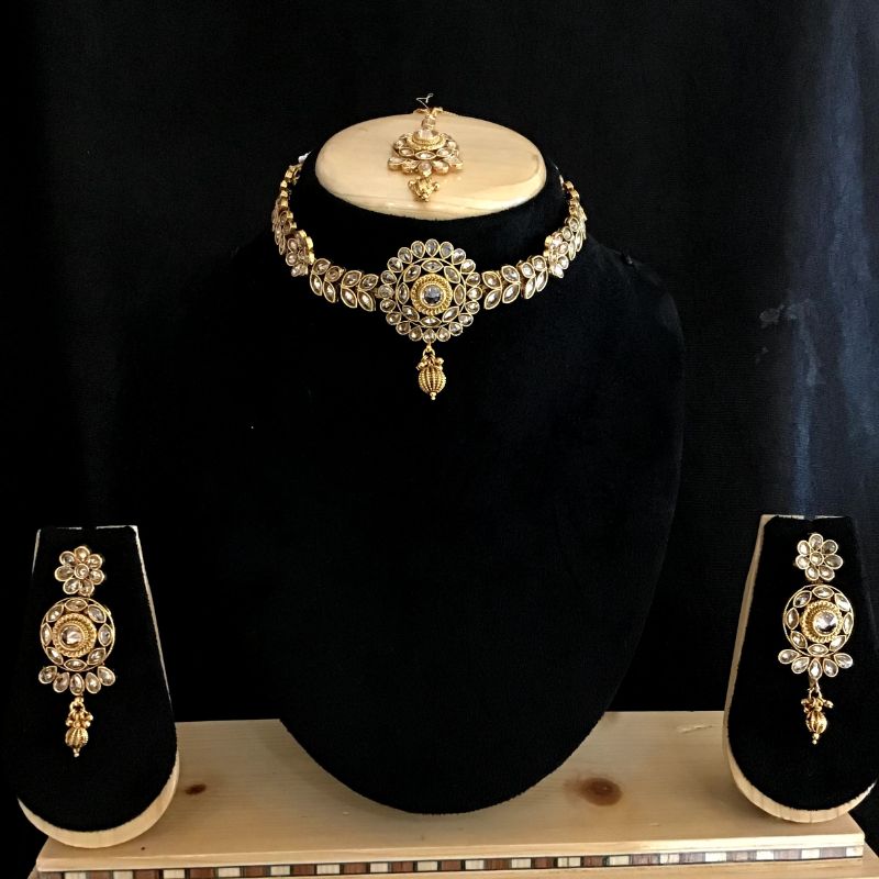 Gold Gold Look Necklace Set 12780-9333 - Dazzles Jewellery