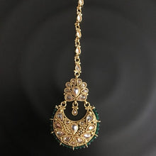 Polki Green Maang Tikka in Gold Polish 12926-9561 - Dazzles Jewellery